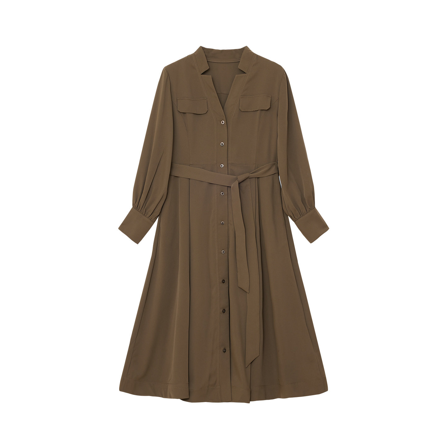 谷邦复古衬衫连衣裙女2025秋季新款V领气质通勤休闲中长雪纺裙子,淘宝优惠券,粉丝福利购,淘宝优惠卷