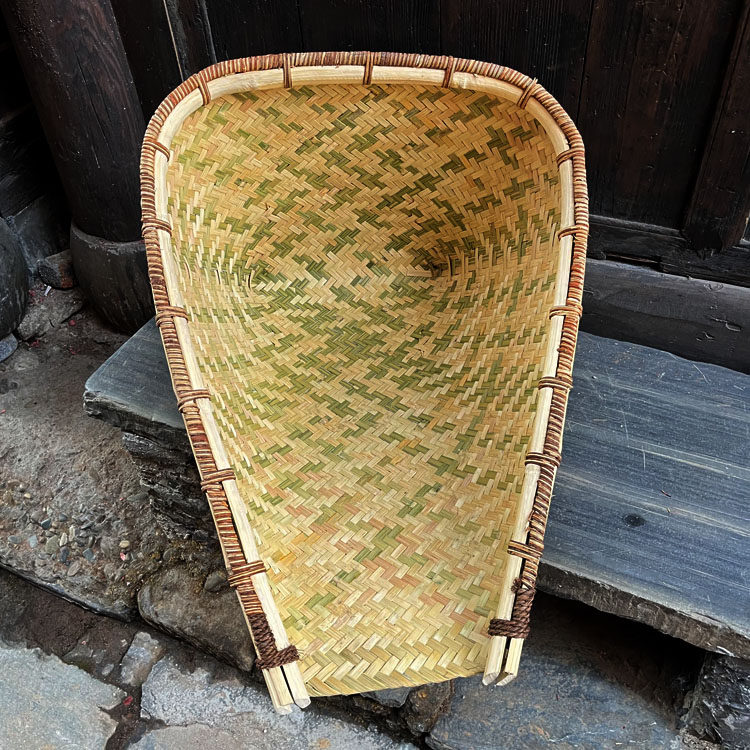 簸箕全手工竹编天然特色竹肖箕竹篮椭圆竹畚箕洗菜沥水竹筐篓包邮_虎窝淘