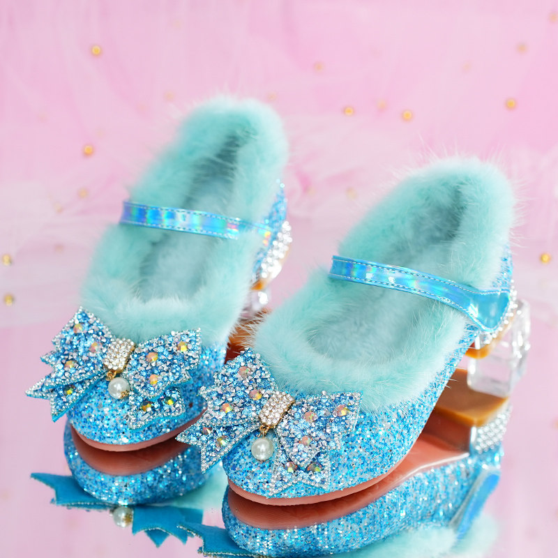 秋冬新款女童棉鞋韩版公主鞋冰雪奇缘爱莎鞋儿童高跟鞋女孩水晶鞋,淘宝优惠券,粉丝福利购,淘宝优惠卷