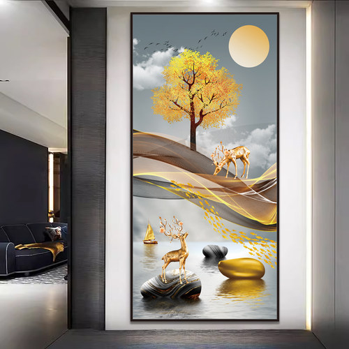 现代简约3D立体玄关装饰画客厅入户走廊过道壁画墙纸自粘墙壁贴画 - 图3
