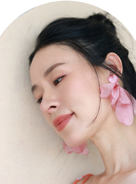 甜美布艺轻巧耳环可改耳夹