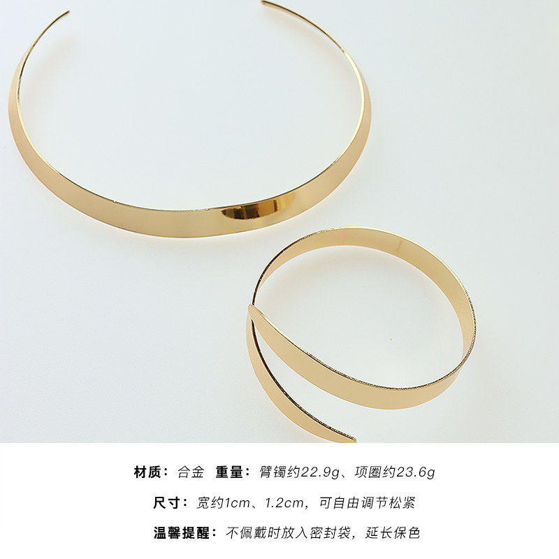 invia金色开口手臂镯子臂环欧美辣妹项圈时尚百搭希腊波西米亚风-图2