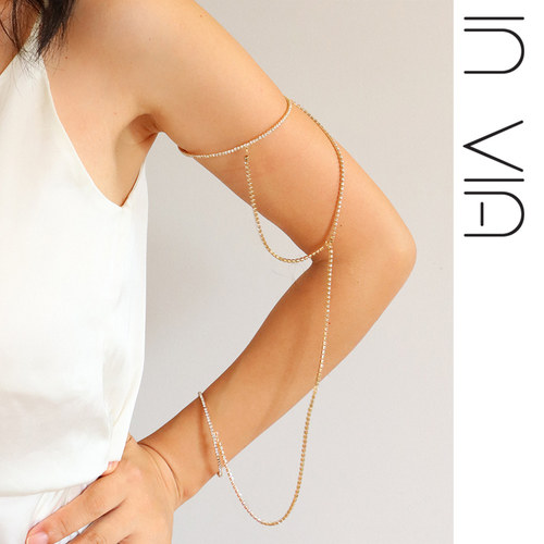 埃及艳后希腊风泰式金色手臂环臂钏手镯子一体链条波西米亚风饰品 - 图1