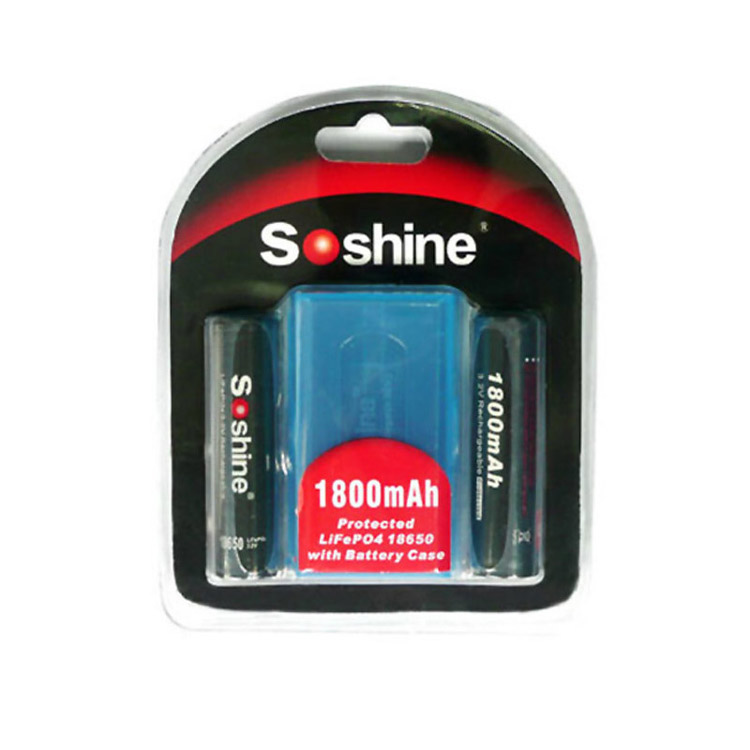 Soshine LiFePO4 18650 1800mAh 磷酸铁锂电池可充电带保护1对装 - 图2