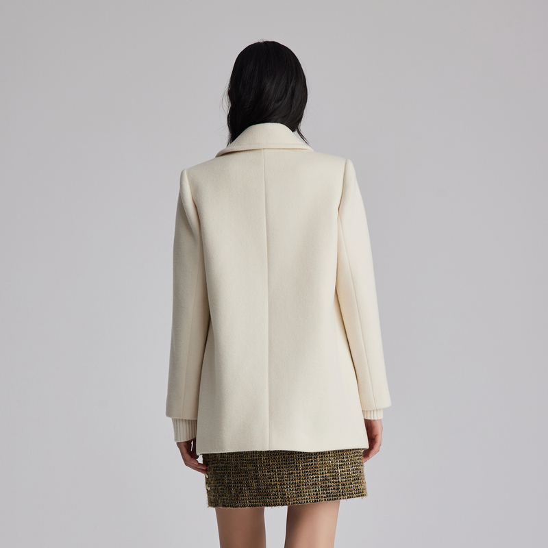 OBEG欧碧倩复古双排扣JI简廓形羊毛大衣外套女冬季10484039 - 图1