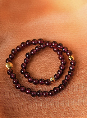 新款酒红色水晶石榴手串复古新中式百搭送礼物气质高品质饰品女