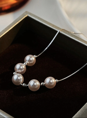 新款设计感微笑珍珠项链锁骨链气质百搭时尚通勤简约高级感饰品女