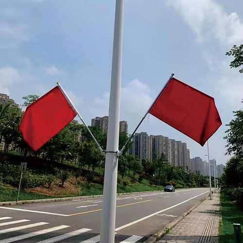 定制灯杆旗杆工型壁挂中国国旗党旗不锈钢户外广告架子道旗路灯杆 - 图1