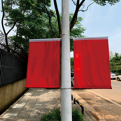 定制灯杆旗杆工型壁挂中国国旗党旗不锈钢户外广告架子道旗路灯杆 - 图2