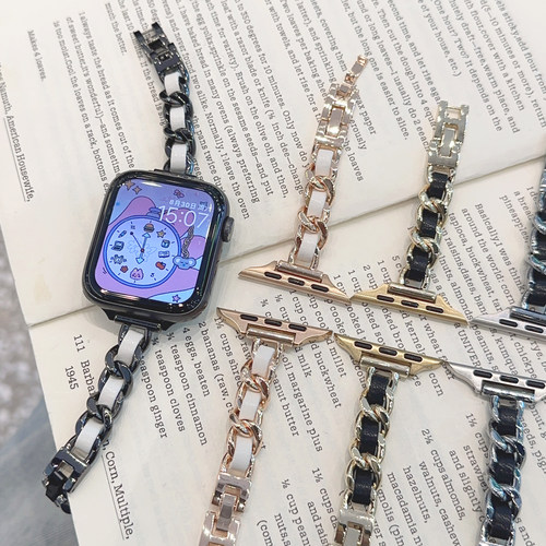 美搭细款金属链条小众iwatch表带s11适用applewatch苹果se手表s10 - 图0
