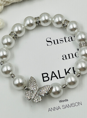 珍珠手链女小众设计镶锆蝴蝶扣