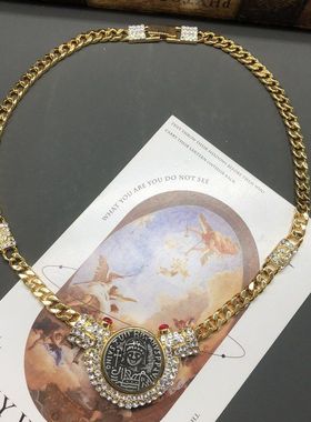 电镀真金气质百搭圆形头像项链