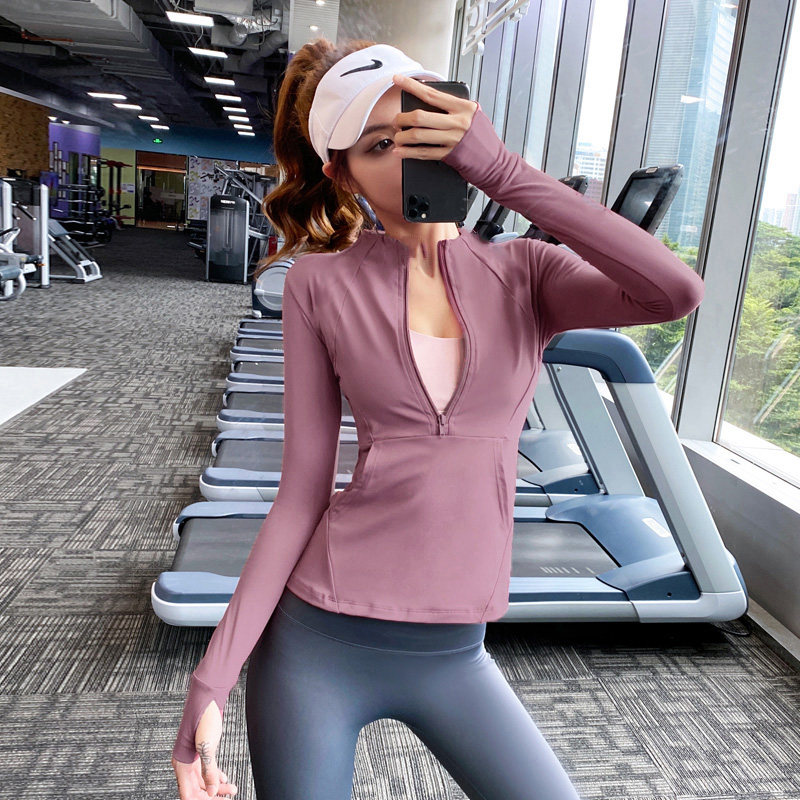 运动外套女速干上衣跑步性感修身显瘦立领夹克开衫健身服瑜伽长袖,淘宝优惠券,粉丝福利购,淘宝优惠卷
