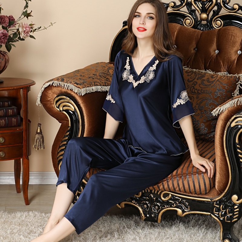 冰丝女2022年新款仿真丝绸性感睡衣 姬斯德妮睡衣/家居服套装