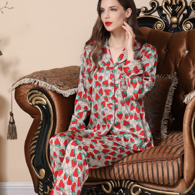 冰丝春夏秋长袖长裤仿真丝绸女睡衣 姬斯德妮睡衣/家居服套装