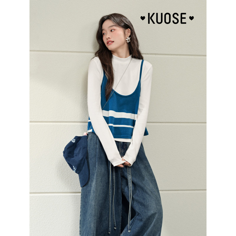 阔色背心吊带内搭T恤两件套装叠穿搭25夏季新款女休闲长袖上衣,淘宝优惠券,粉丝福利购,淘宝优惠卷