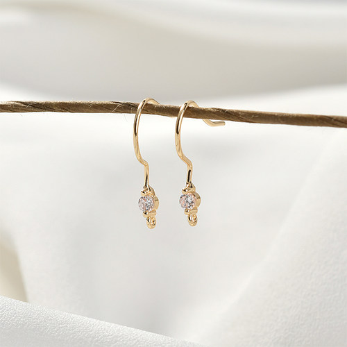 高质感锆石耳钩铜镀18k真金色耳环DIY耳饰品材料配件 - 图2