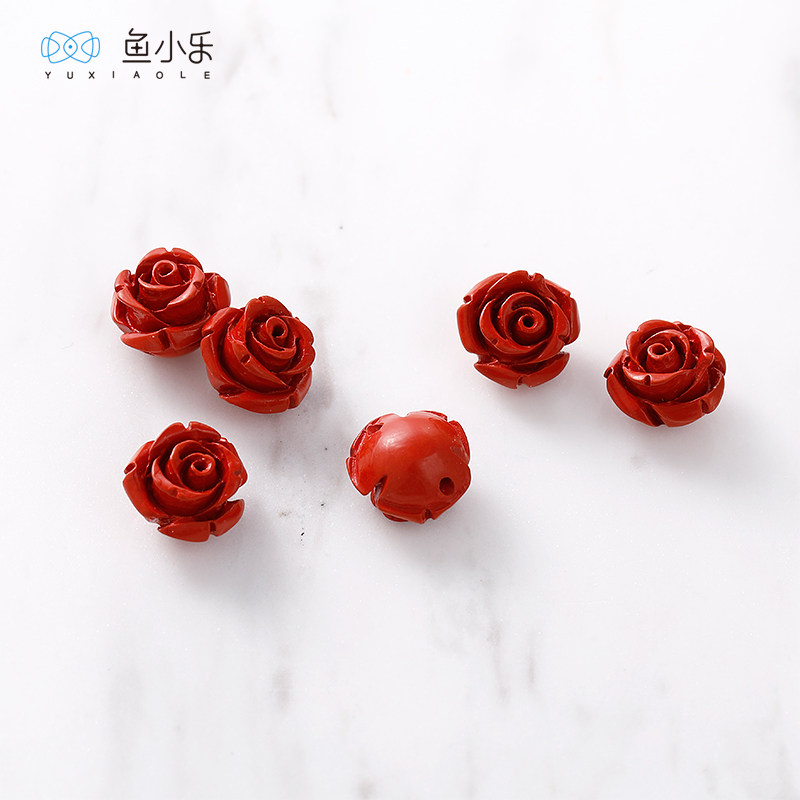 朱砂红玫瑰花直孔散珠DIY手工制作耳钉耳环耳饰品材料配件,淘宝优惠券,粉丝福利购,淘宝优惠卷