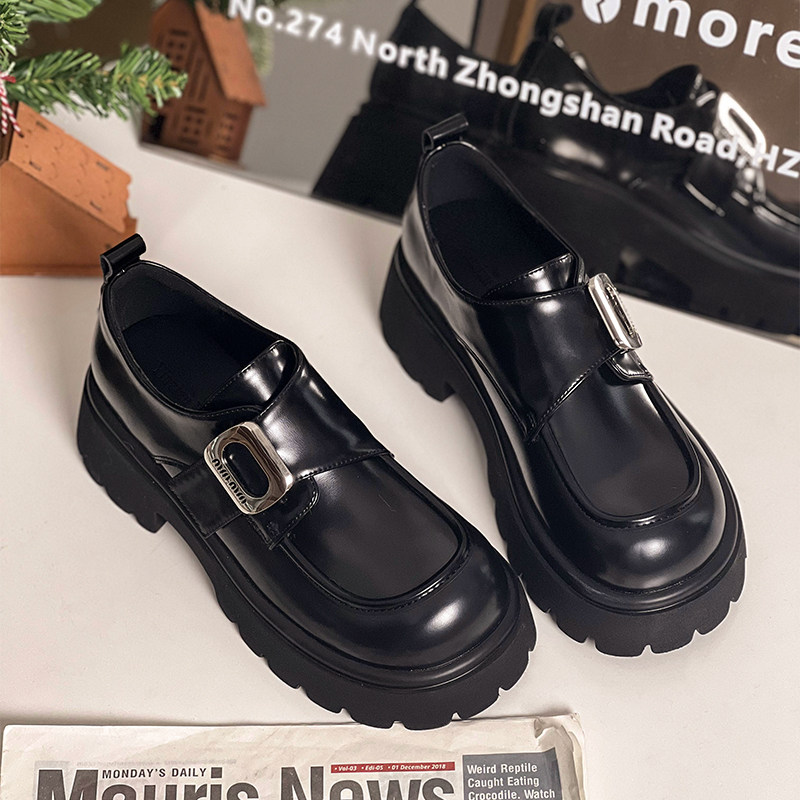 喵唔的天空金属扣通勤乐福鞋女气质厚底粗跟单鞋百搭休闲小皮鞋,淘宝优惠券,粉丝福利购,淘宝优惠卷