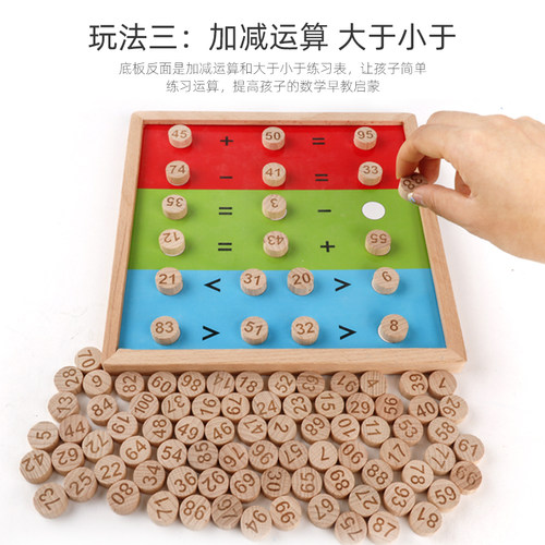 1-100百数板相邻数幼儿园大班蒙台梭利数学区域操作材料蒙氏教具 - 图2
