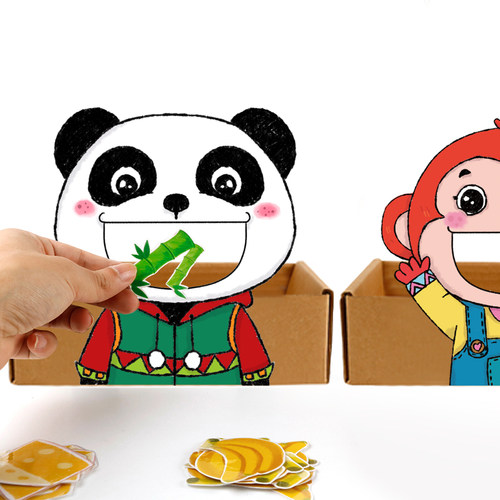 小动物吃什么配对食物卡片蒙氏幼儿园小中班益智区语言区自制教具 - 图1