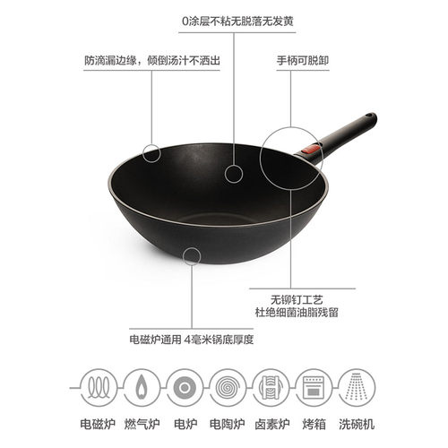 【新品】WOLL德国进口不粘锅无涂层炒菜家用电磁炉炒锅 - 图0