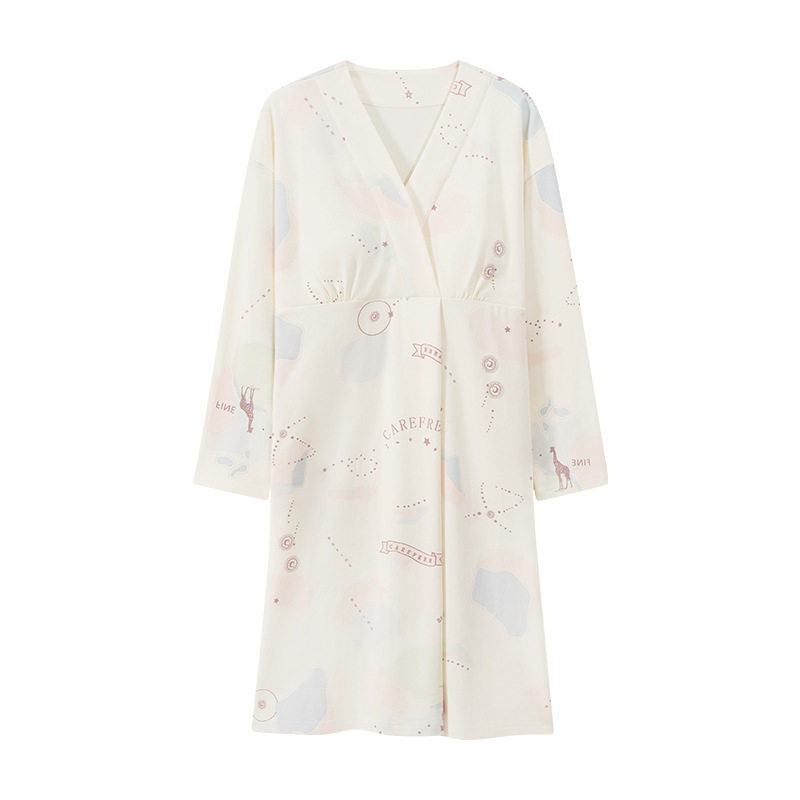 带胸垫月子服拉架棉长袖产后孕妇睡裙产妇孕妇睡裙喂奶连体中裙女,淘宝优惠券,粉丝福利购,淘宝优惠卷