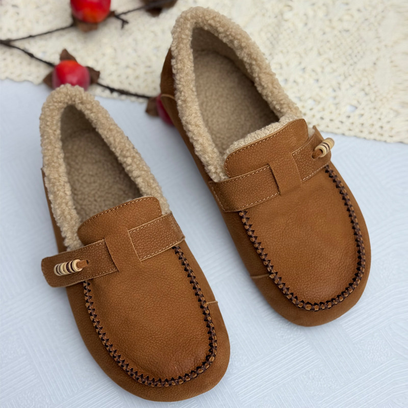 真皮加绒勃肯鞋女内增高冬季加厚保暖乐福鞋防滑休闲豆豆鞋二棉鞋,淘宝优惠券,粉丝福利购,淘宝优惠卷