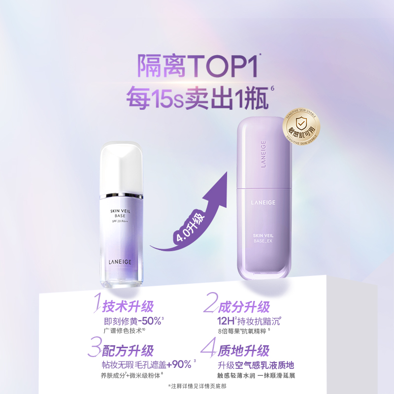 【新品上市】兰芝雪纱隔离妆前乳打底矫色修颜遮瑕防晒清透提亮