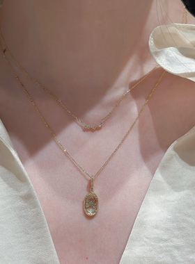 植物印象香雪球 日系agete龙心同款镂空雪花白水晶项链锁骨链戒指