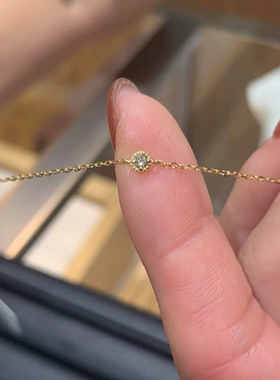 日系agete同款 单颗迷你极细莫桑钻手链925纯银镀金女礼物叠戴
