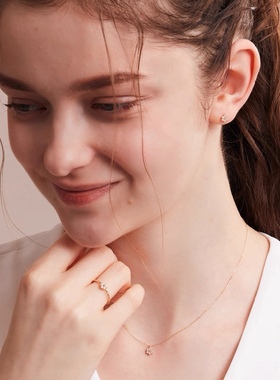 日系agete同款 小花花勿忘我花项链 925银镀金锁骨链女生日礼物