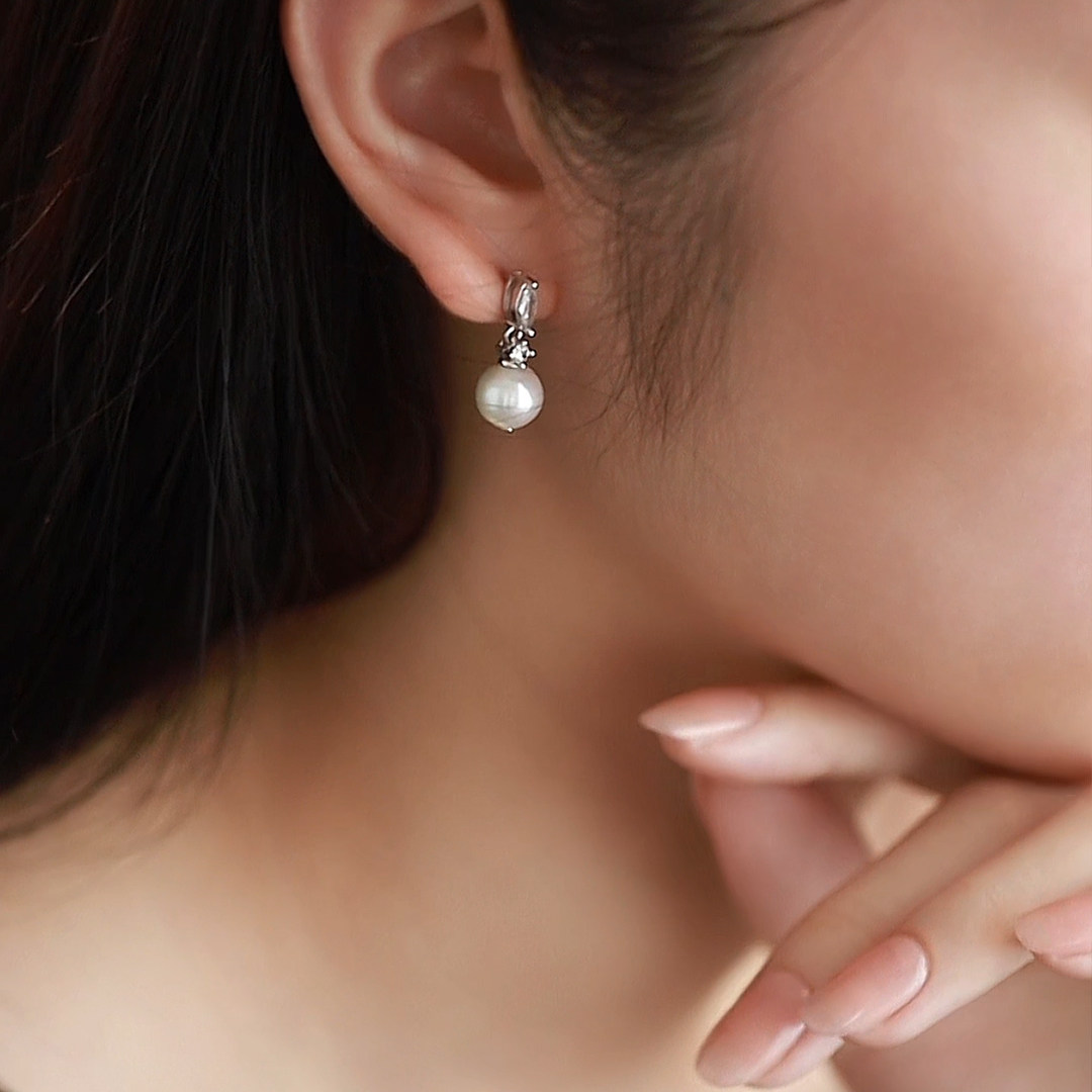 【光年】天然淡水珍珠耳钉女款 S925银正圆赛澳白气质耳坠耳饰,淘宝优惠券,粉丝福利购,淘宝优惠卷