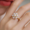 Natural freshwater pearl ring for women Snowflake cluster exquisite light luxury fashion open ring
