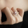 Natural freshwater pearl ring for women, purple round zircon leaf, elegant and high-end ring