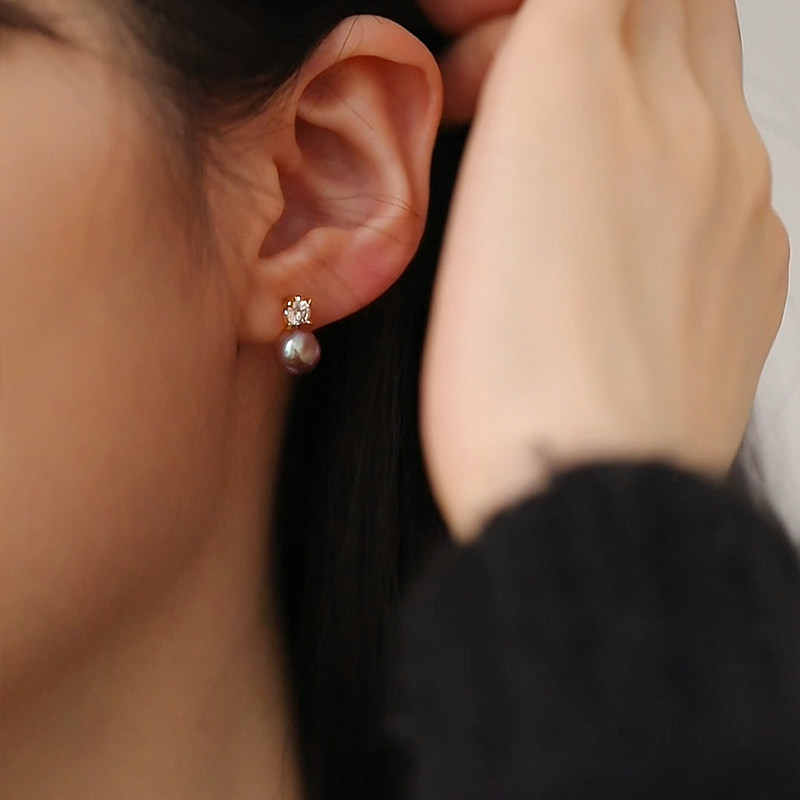 【紫菀】天然淡水珍珠耳钉女款 经典戴妃款玫瑰紫耳环耳饰,淘宝优惠券,粉丝福利购,淘宝优惠卷