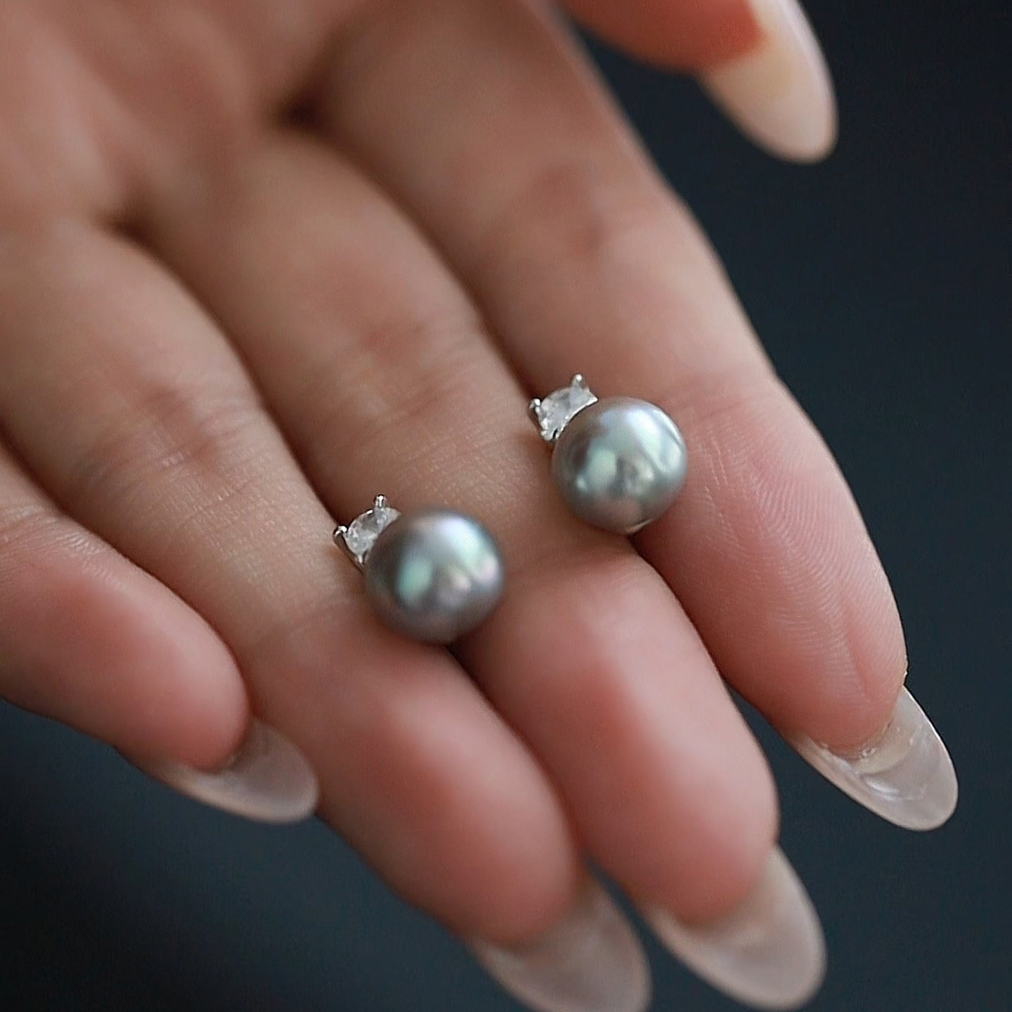 【曙光】天然淡水珍珠耳钉女款 银灰色经典戴妃复古优雅气质耳饰,淘宝优惠券,粉丝福利购,淘宝优惠卷