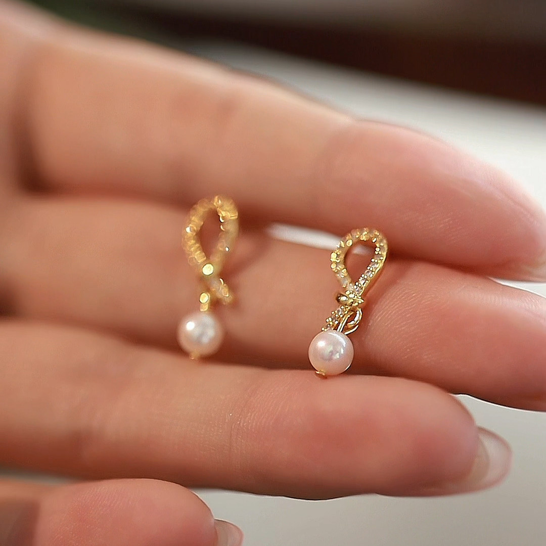 【净雅】天然淡水正圆珍珠耳钉女 交叉流苏轻奢时尚小众耳环耳饰,淘宝优惠券,粉丝福利购,淘宝优惠卷