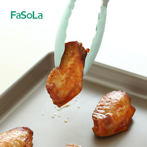 FaSoLa厨房不锈钢食品夹家用硅胶耐高温防烫夹子牛排烧烤烘培工具 - 图0