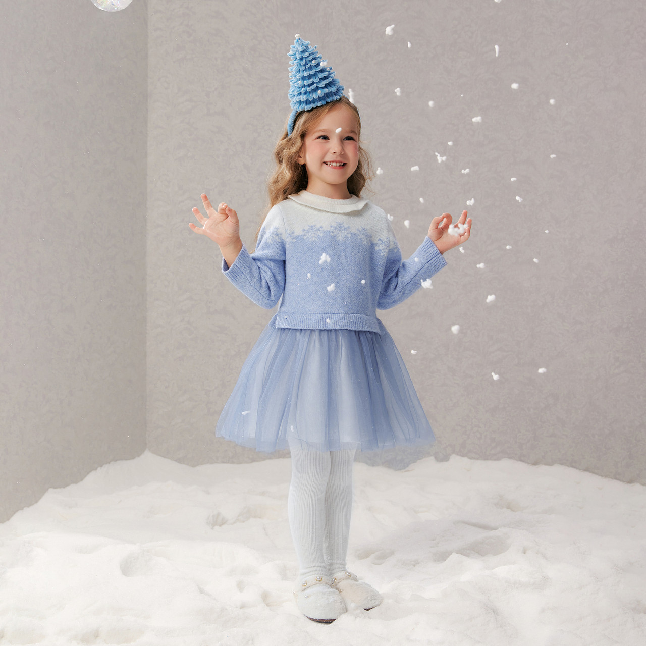 笛莎官方童装女童连衣裙冬季新款小童女孩儿童洋气公主风毛织裙,淘宝优惠券,粉丝福利购,淘宝优惠卷