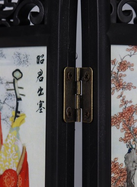 景德镇瓷板画特色漆器工艺品中式仿古小屏风桌面装饰摆件桌屏送礼