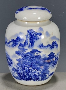 仿古民国居仁堂制粉彩花鸟路路高升茶叶盖罐古董古玩杂项收藏