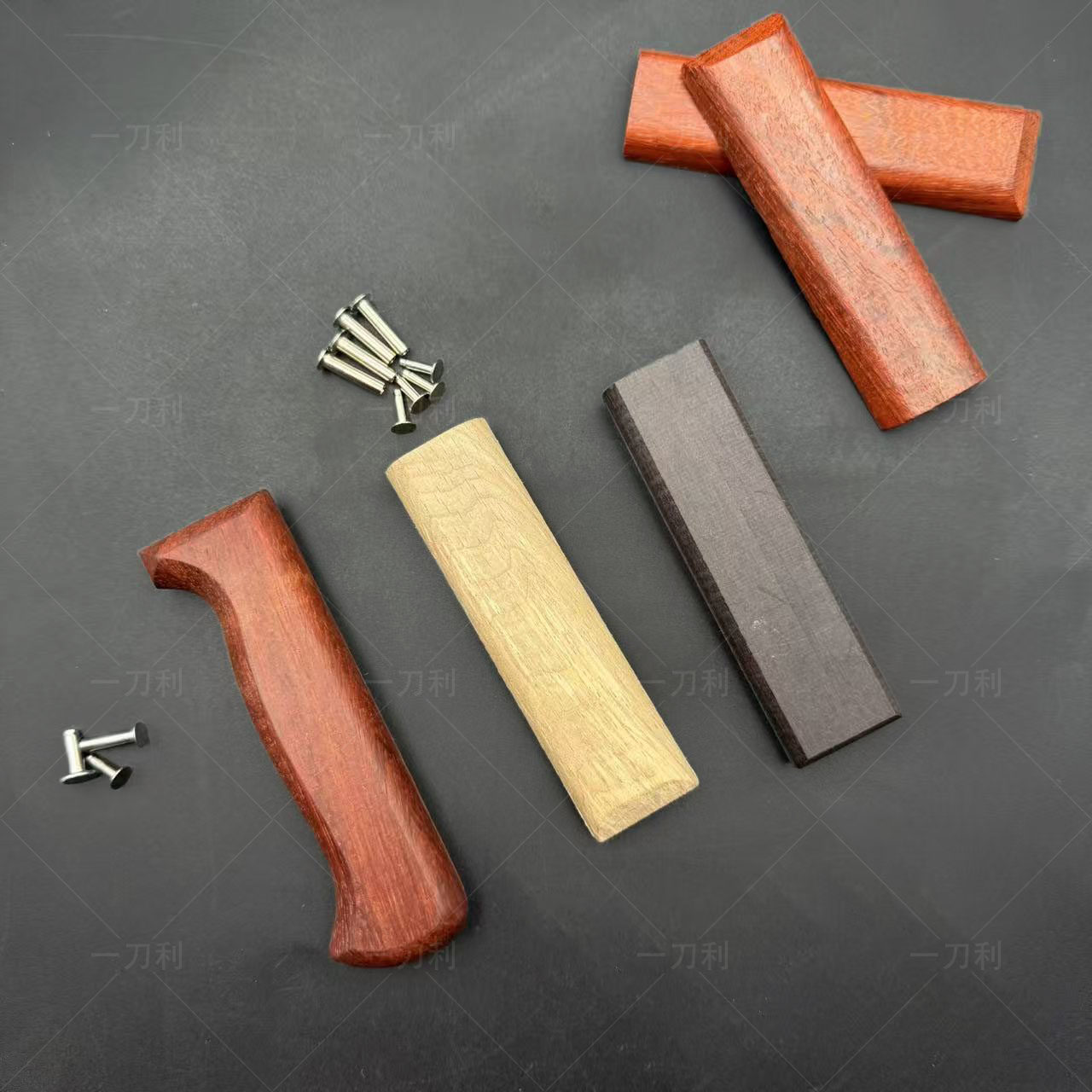 刀把菜刀木柄通用配件实木梨木固定护手替换刀柄手工铆钉手柄两片,淘宝优惠券,粉丝福利购,淘宝优惠卷