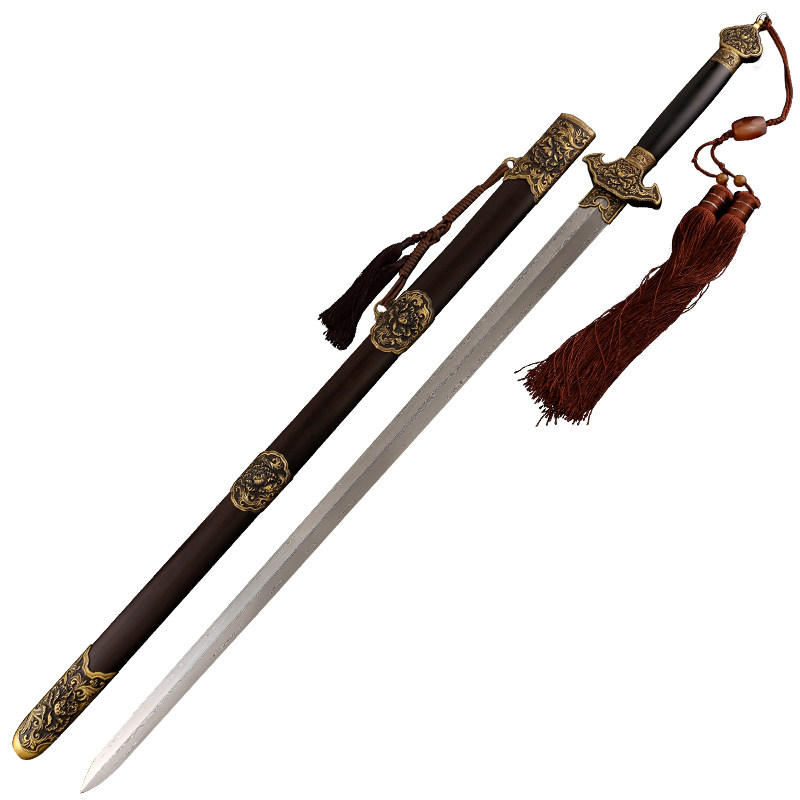 龙泉古羽宝剑黄铜装牡丹剑手工锻打花纹钢工艺品收藏长剑 未开刃,淘宝优惠券,粉丝福利购,淘宝优惠卷