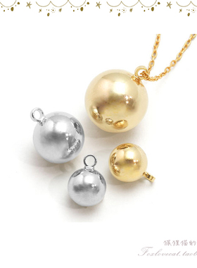 铜镀金银色空心球挂坠单孔吊饰