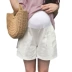 Bà bầu quần legging chống cạp mùa hè 2019 thời trang mẹ mặc cotton bên ngoài mặc quần lửng thể thao mỏng - Phụ nữ mang thai quần / quần bụng