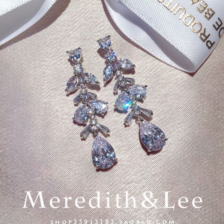 Meredith&Lee 法式优雅设计感名媛气质时尚百搭轻奢婚礼锆石耳环 - 图2