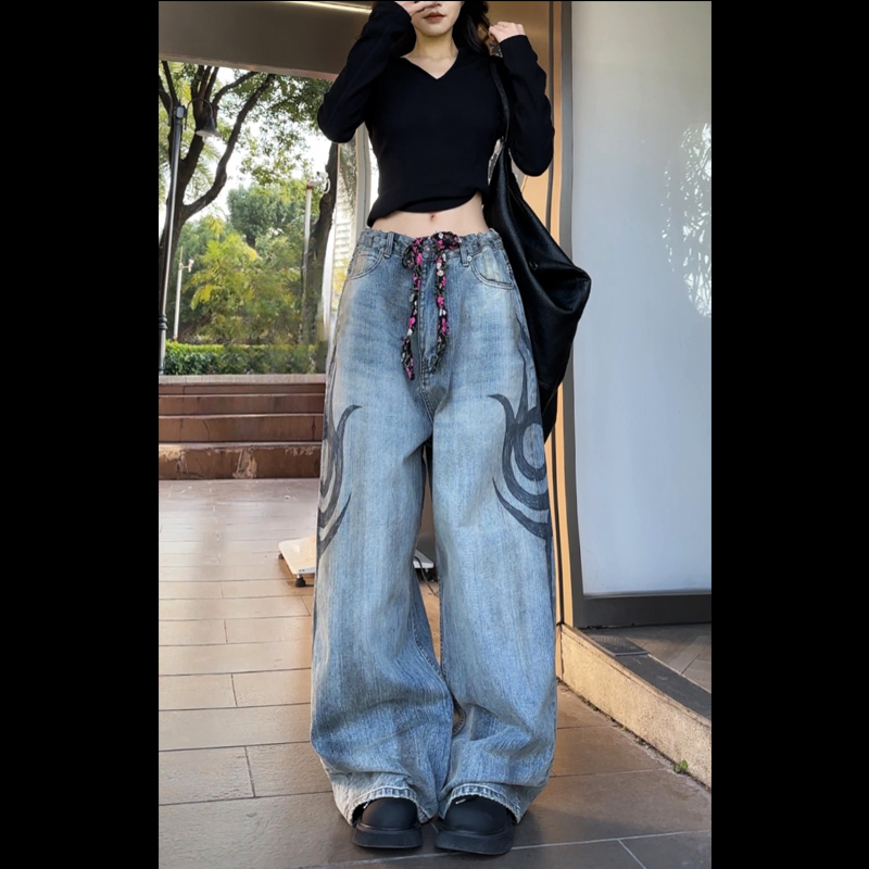 （现货）20360巴家重工做旧水洗牛仔裤手绘复古调性牛仔裤2025年 - 图3