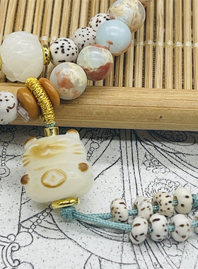 寿山石星月菩提双圈手链学生串珠