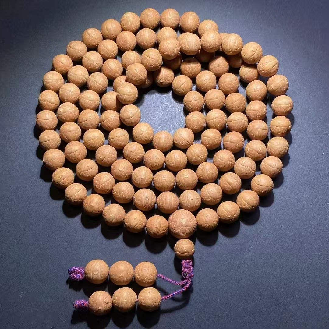 促销佛珠念珠新籽尼泊尔正品红皮高密凤眼菩提子108颗手串链项链 - 图0